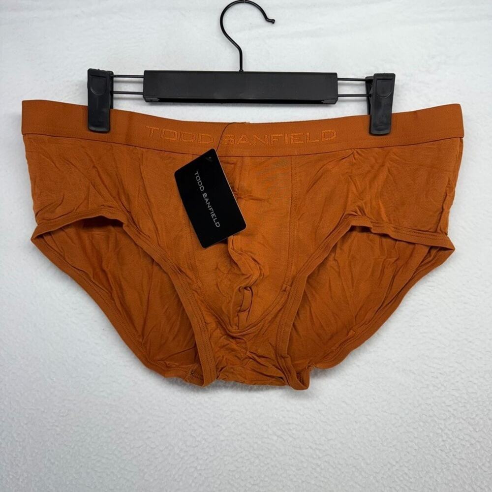 Todd Sanfield Brief Mens Medium Orange Rust Essential Hybrid Trunk Underwear NEW